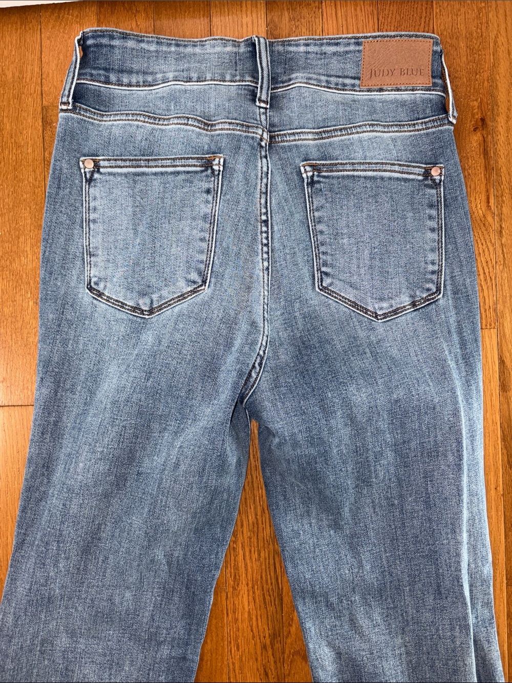 Judy Blue Vintage Muse Trouser Flare Jeans High Rise Double Button Pintuck 9/29 - Picture 10 of 11
